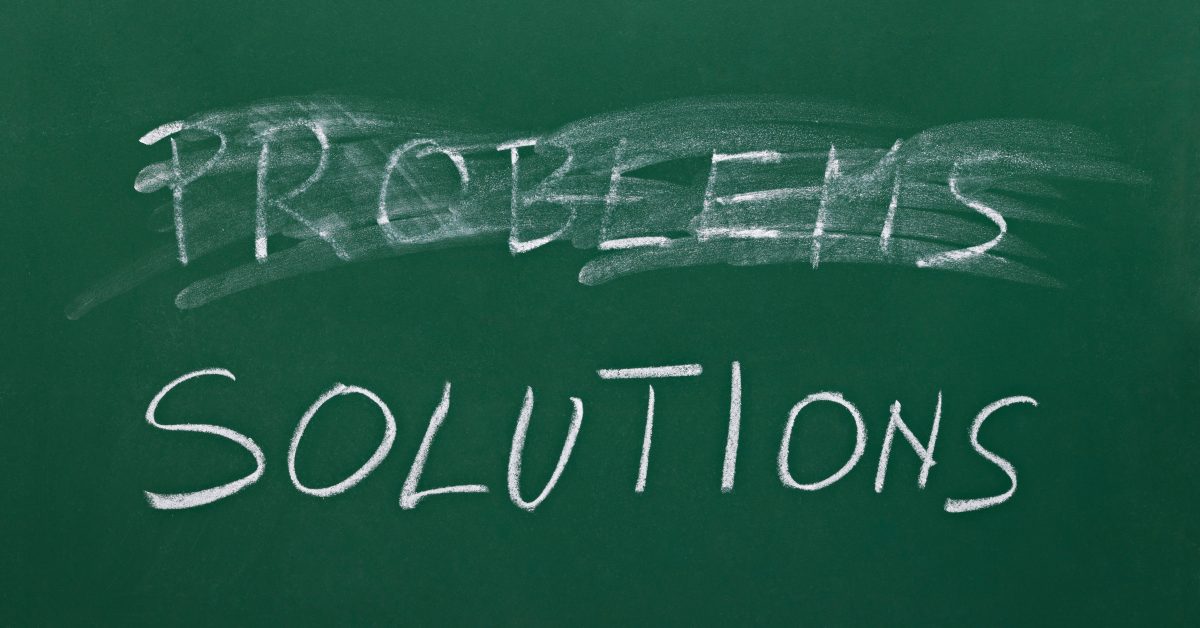problems and solutions words on chalk board